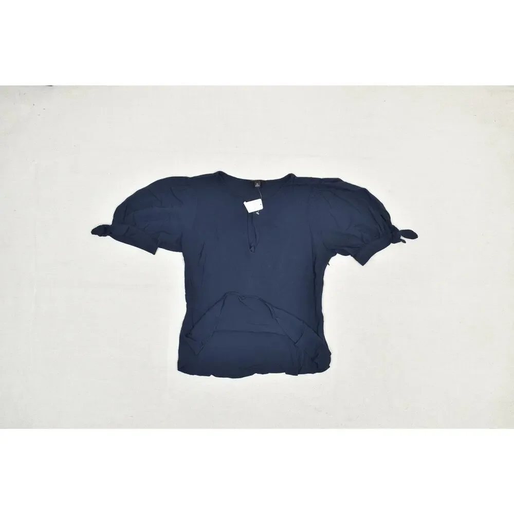 NEW Banana Republic Women's Blue Peplum Tie Blouse Top Regular Size M